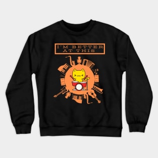 Funny Cat playing drums Crewneck Sweatshirt